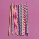 24 Spiral Candles 6" - Red Blue Yellow & Pink Birthday Candle
