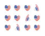 12 Heart American Flag Cupcake Rings - Patriotic USA 4th of July Independence Day