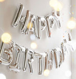 Silver HAPPY BIRTHDAY Balloon 30" - Props Wedding Party Birthday