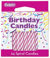 Candy Stripe Spiral Candles 24pk - RED and White