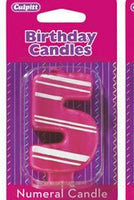 Number 5 Birthday Candle - 3" Pink Stripes #3 number three