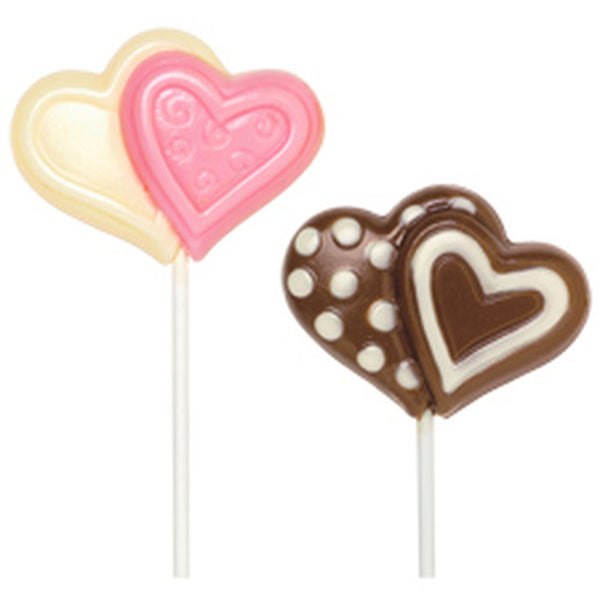 Wilton Double Heart Large Lollipop Chocolate Mold - FREE USA SHIPPING Valentine\'s Day Valentines February 14th Sucker