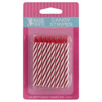 Red Candy Stripe Spiral Candles 12pk