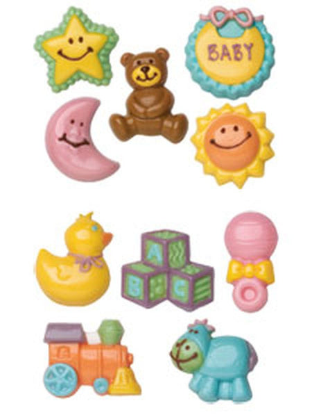 Wilton Baby Chocolate Mold  - FREE USA SHIPPING Sun Moon Bear Star Duck Rattle Train Blocks