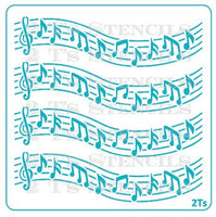 Music Background Stencil  - 2 T's Stencils - Cookies Royal Icing Airbrush Cookie Decorating Cakes Etc