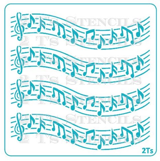 Music Background Stencil  - 2 T's Stencils - Cookies Royal Icing Airbrush Cookie Decorating Cakes Etc