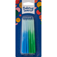 Blue & Green Ombre Candles 12 count 4" Birthday Party Celebration - Birthday Candle Princess