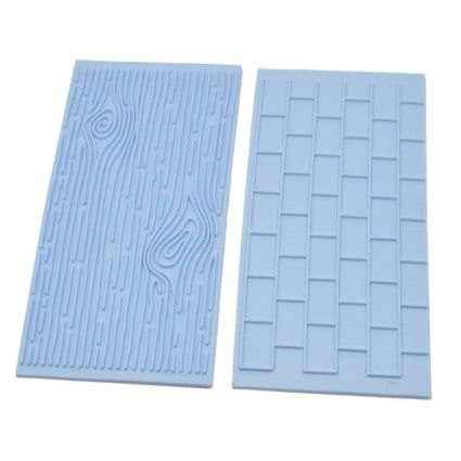 Double Sided Wood Grain & Brick Wall Embosser Impression Mat - Fondant Gingerbread House Holidays Christmas Texture Wall