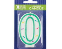 Number "0" Birthday Candles (6 colors / designs)