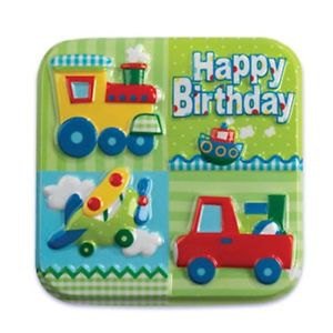 Happy Birthday 5.5" Square POP TOPS - Cake Plaque Pick Topper