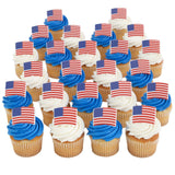 12 American Flag Cupcake Rings - Patriotic USA 4th of July Independence Day