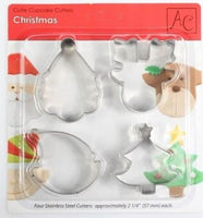 Christmas Cookie Cutter Set - Santa Reindeer Elf Tree (4 Piece Set) Snow Winter