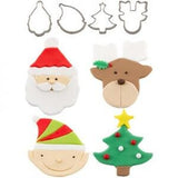 Christmas Cookie Cutter Set - Santa Reindeer Elf Tree (4 Piece Set) Snow Winter