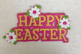 Happy Easter Floral Cake Lay On 4.5" - Cake Plaque Pick Topper Winter Holidays Christmas