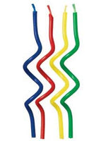 12 Spiral Candles 3" - Red Blue Yellow & Green Birthday Candle