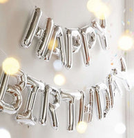 30" Silver HAPPY B-DAY Balloon - Props Wedding Party Birthday