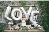 GIANT 40" Silver LOVE Balloons 4 Piece Set Sil- Engagement Party Bridal Shower Wedding Reception Valentine's Day JUMBO