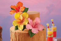 5 Flower Set 3.5" Gumpaste Hibiscus Orange Yellow Red Hot Pink & Pale Pink Flower - SET OF 5