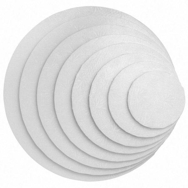 Cake Drum / Board Round 6"-18" WHITE Foil 1/2" Thick - 6 PACK