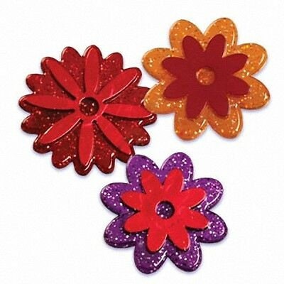 12 Fall Flower Cupcake Rings Purple Orange Red Daisy Autumn Puffy Party Favors
