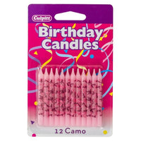 Pink Camo Birthday Candles 12 pk