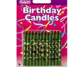 Green Camo Birthday 12 Candles 2.25" - Camouflage