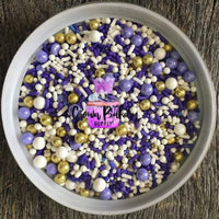 Purple Rain Sprinkles Mix 2 oz 4 oz 6 oz - Cake Decorating Cookies Cupcakes Prince Purple & Gold Star