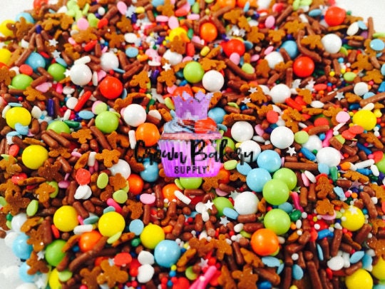 Gingerbread Man Sprinkles Mix 2 oz 4 oz 6 oz - Cake Decorating Cookies Cupcakes