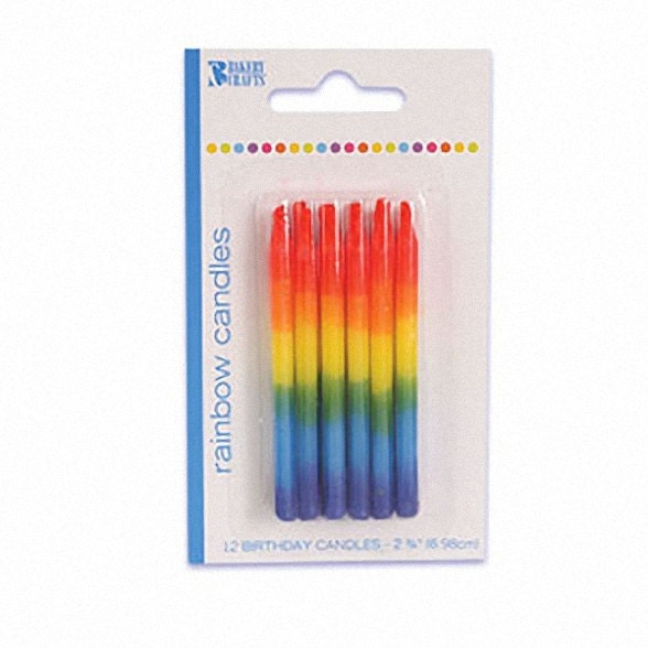 Rainbow Candles 12 count 2.75" Tie Dye - Birthday Candle