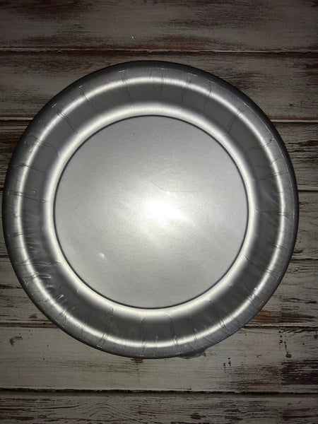 Shimmering Silver 9” Plates 24 count